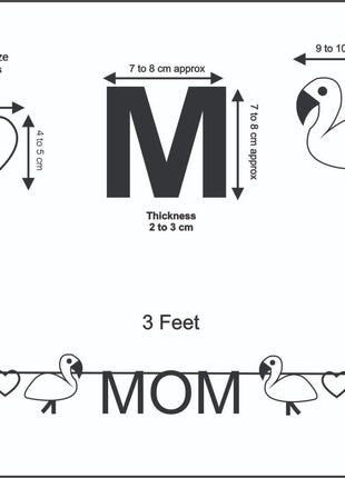 Handmade Wool Felt MOM Garland – Flamingo & Heart Decorative Banner