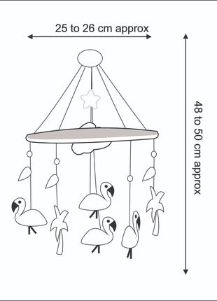 Handmade Wool Felt Flamingo Baby Crib Mobile – Tropical Nursery Hanging Decor