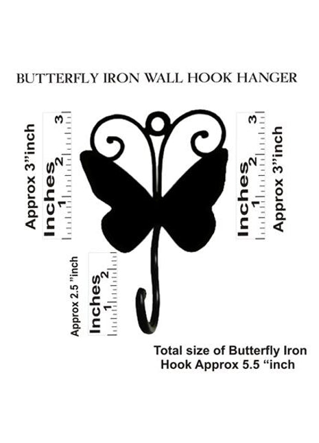 Blue Pottery Iron Wall Hook - Yellow and Pink Butterfly