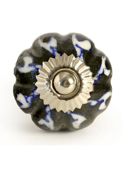 White Design With Black Base Melon Shaped Dresser Cabinet Knob