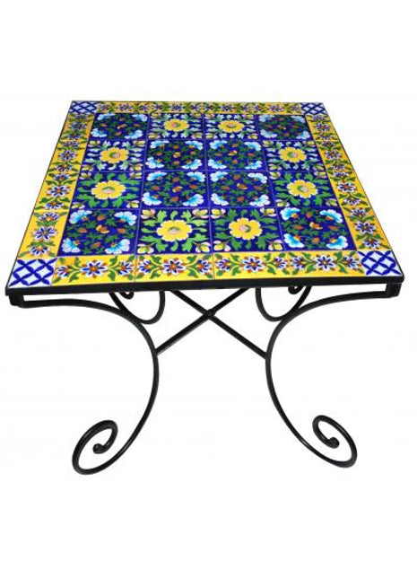 Blue Pottery Iron Coffee Table