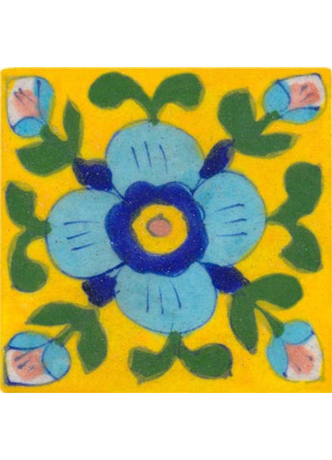 Luxury Kitchen Backsplash Floral Design Blue Pottery Tile