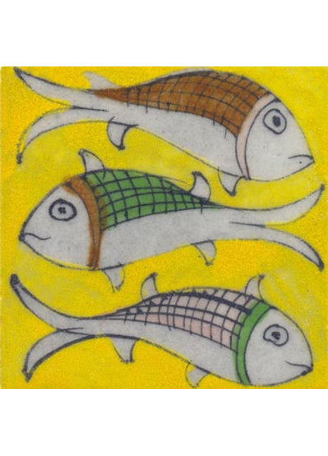 Fish Handpainted Blue Pottery Tile For Swimming Pool