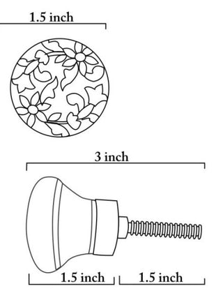Handmade Blue Ceramic Blue Pottery Dresser Cabinet Knob With Yellow Flower