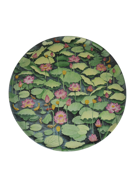 Blue Pottery Lotus Design Collectible Plate 40 inches One of a Kind Piece, Art and Collectibles, Limca Book of Records