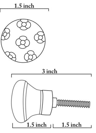 Handmade Small Turquoise Flowers On Blue Ceramic Kitchen Cabinet Knob