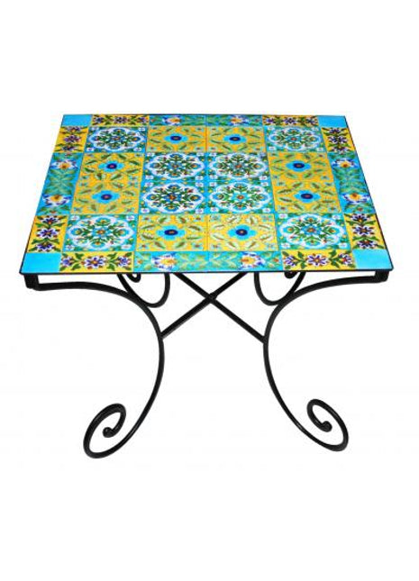 Blue Pottery Iron Coffee Table