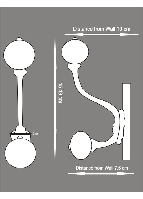 Brown Shade Ceramic Cabinet Knob With Metal Wall Hanger
