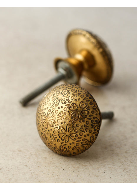 Brass Metal Cabinet Knob with Flower Design