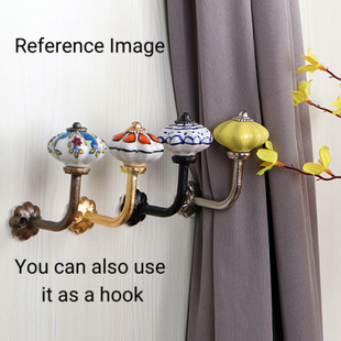 Curtain Tie Backs Hook Decorative Wall Hook- Clear Glass (Set of Two)