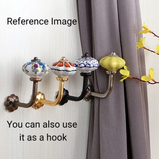 Curtain Tie Backs Hook Decorative Wall Hook- Yellow Dots (Set of Two)
