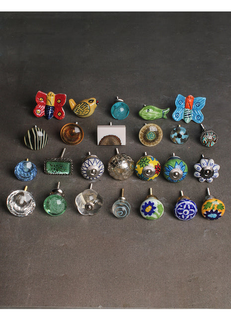 Assorted Ceramic, Glass, Metal, Resin, Pottery, or Wooden Kitchen Cabinet Drawer Door Knobs