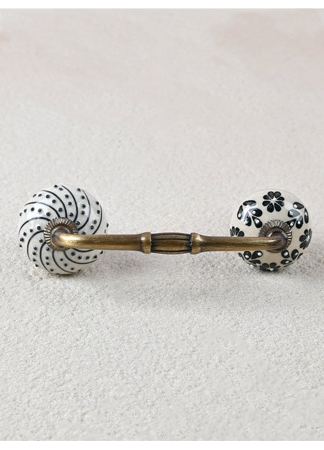 Black design on White Base Ceramic Assorted Knob Pull