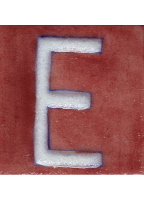 White E Alphabet Brown Base Tile (2x2)