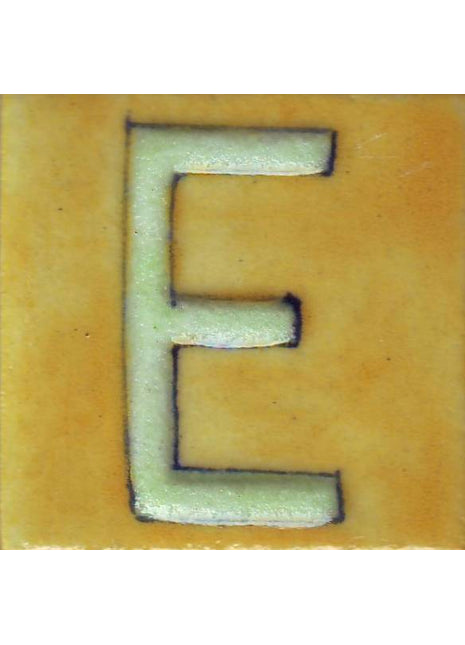 Lime Green E Alphabet Yellow Tile (2x2)