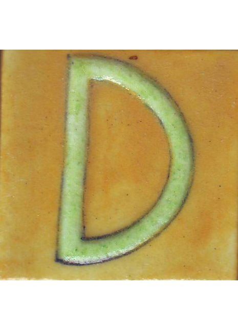 Lime Green D Alphabet Yellow Tile (2x2)