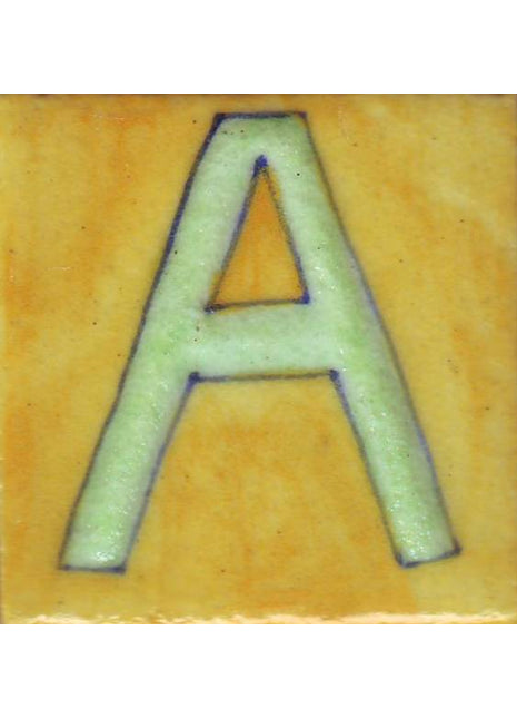 Lime Green A Alphabet Yellow Tile (2x2)