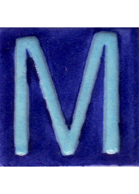 Turquoise M Alphabet Blue Base Tile (2x2)