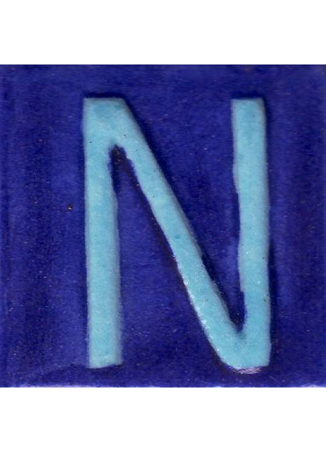 Turquoise N Alphabet Blue Base Tile (2x2)