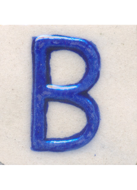 Blue B alphabet white tile (2x2)