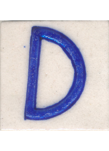 Blue D alphabet white tile (2x2)