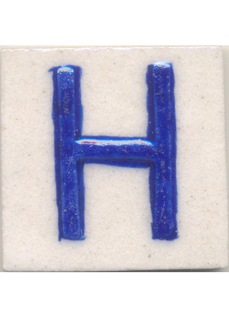 Blue H alphabet white tile (2x2)