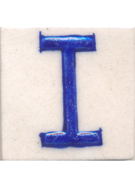 Blue I alphabet white tile (2x2)