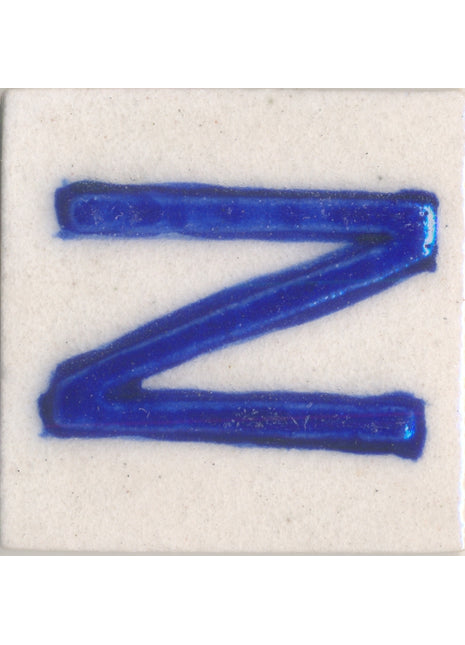 Blue Z alphabet white tile (2x2)
