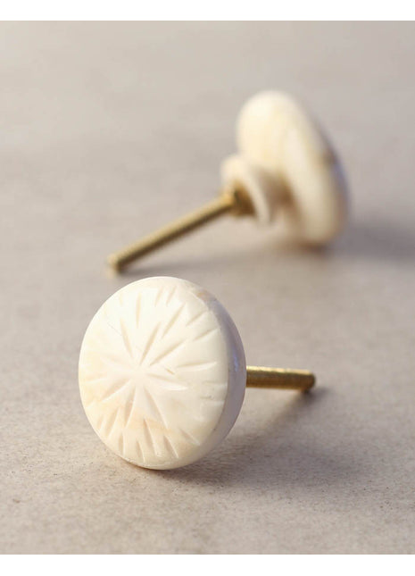 Stylish White Star Embossed Resin Bone Kitchen Cabinet Knob