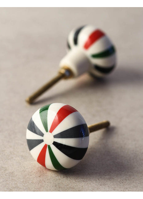 Multicolor Pattern On White Resin Bone Bathroom Knob