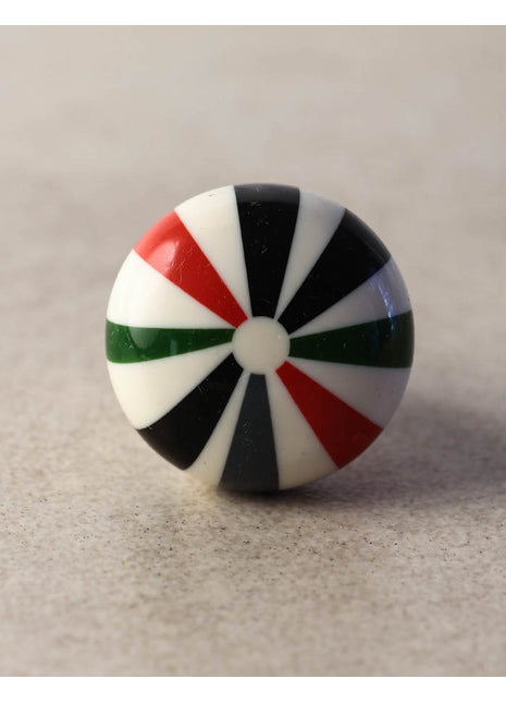 Multicolor Pattern On White Resin Bone Bathroom Knob