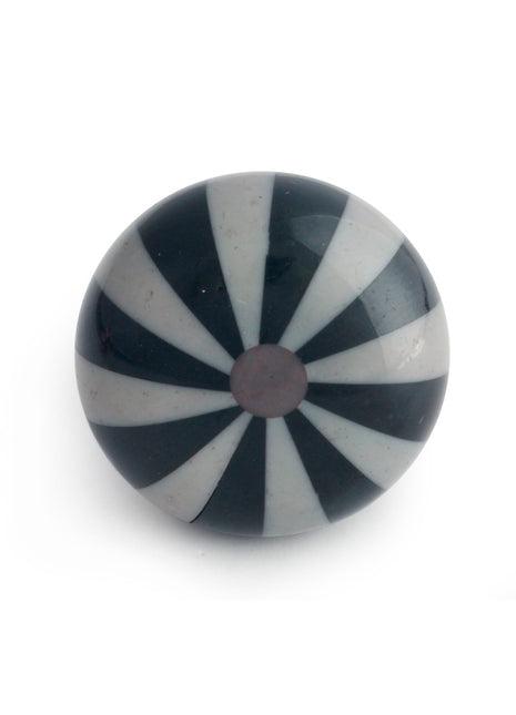 Black Lining On Grey Resin Bone Dresser Cabinet Knob