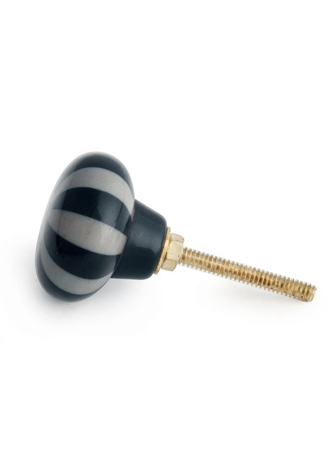 Black Lining On Grey Resin Bone Dresser Cabinet Knob