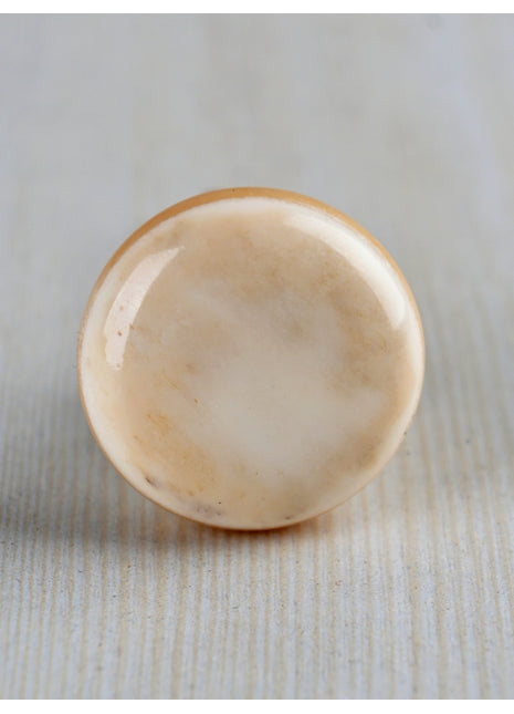 Round White And Cream Bone Cupboard Knob