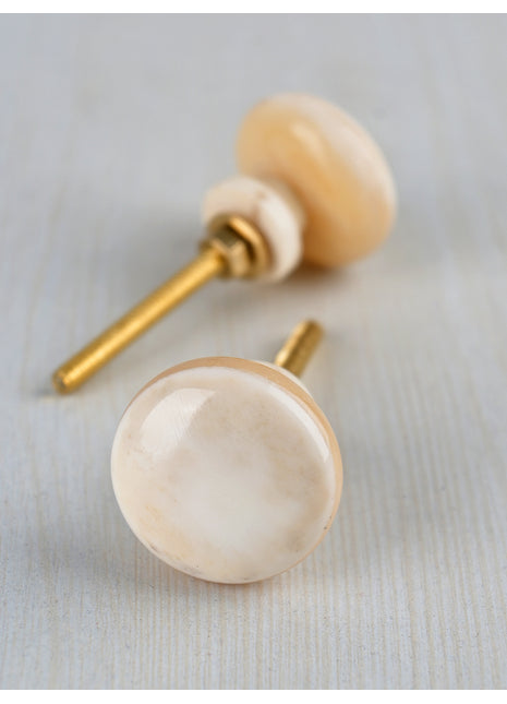 Round White And Cream Bone Cupboard Knob