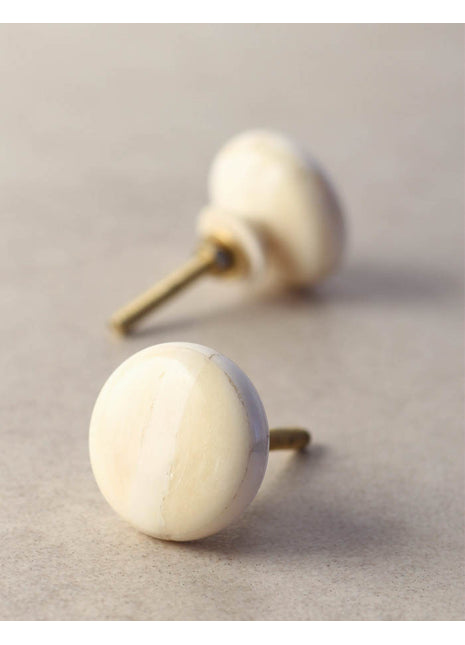 Round White And Cream Textured Resin Bone Cupboard Knob