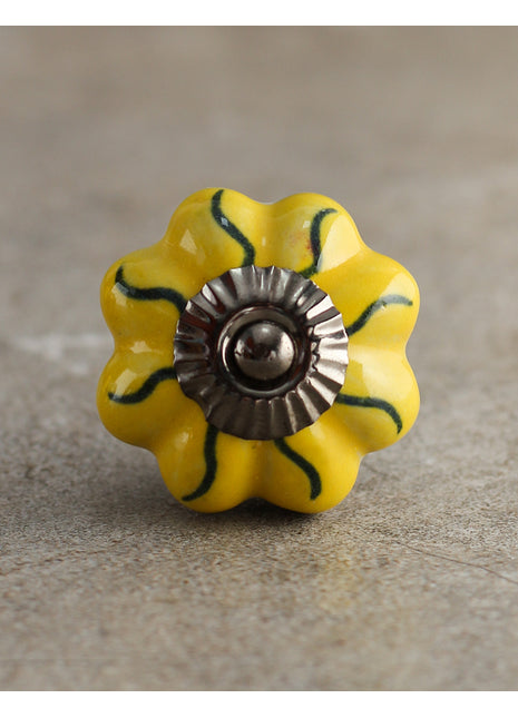 White And Yellow Ceramic Drawer Knob