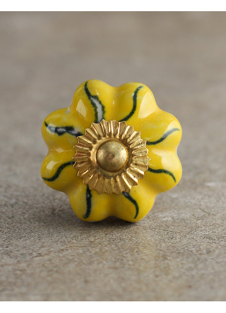 White And Yellow Ceramic Drawer Knob