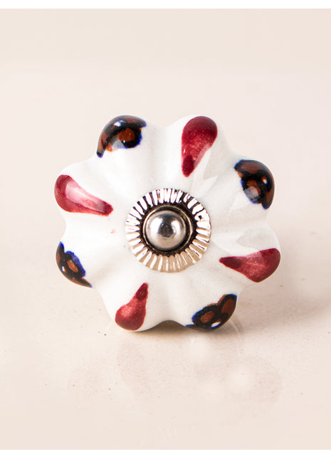 Designer White Floral Kitchen Cabinet Knob