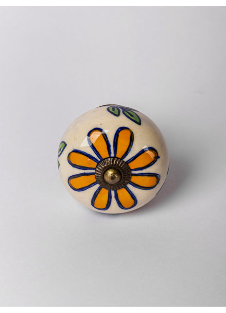 Elegant White Dresser Cabinet Knob With Floral Print