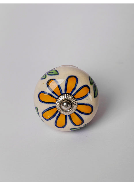Elegant White Dresser Cabinet Knob With Floral Print