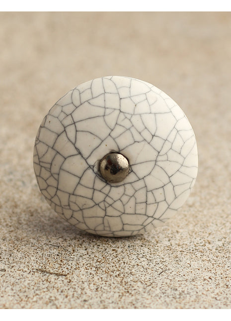 Cracked White Ceramic Cabinet Knob