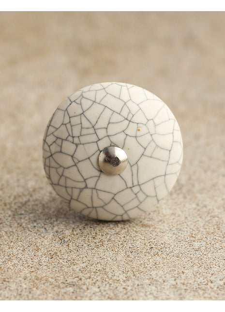 Cracked White Ceramic Cabinet Knob