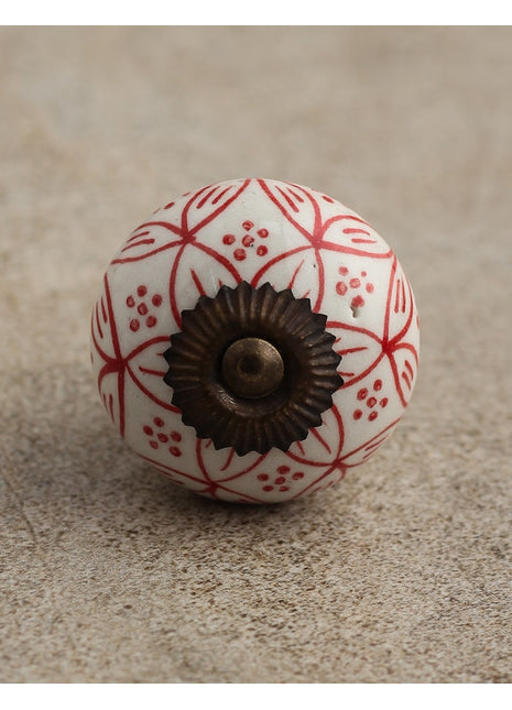 Well Designed White And Red Kitchen Ceramic Cabinet Knob