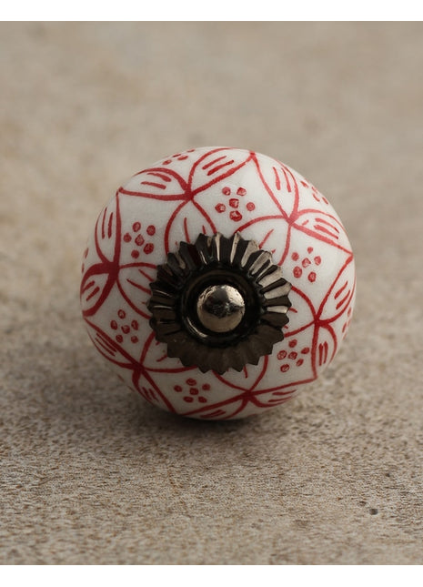 Well Designed White And Red Kitchen Ceramic Cabinet Knob