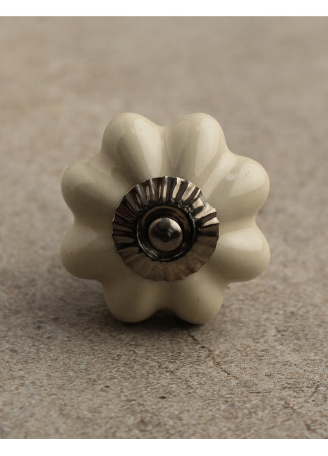 Cream Color Handmade Flower Shaped Ceramic Drawer Knob