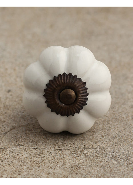 White Flower Shaped Dresser Cabinet Knob