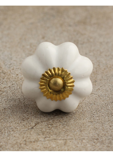 White Flower Shaped Dresser Cabinet Knob Brass White Flower Shaped Dresser Cabinet Knob Brass