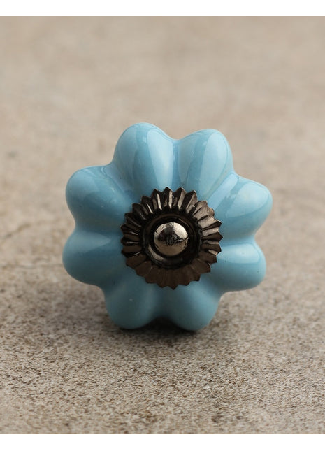 Turquoise Handmade Flower Shaped Ceramic Drawer Knob