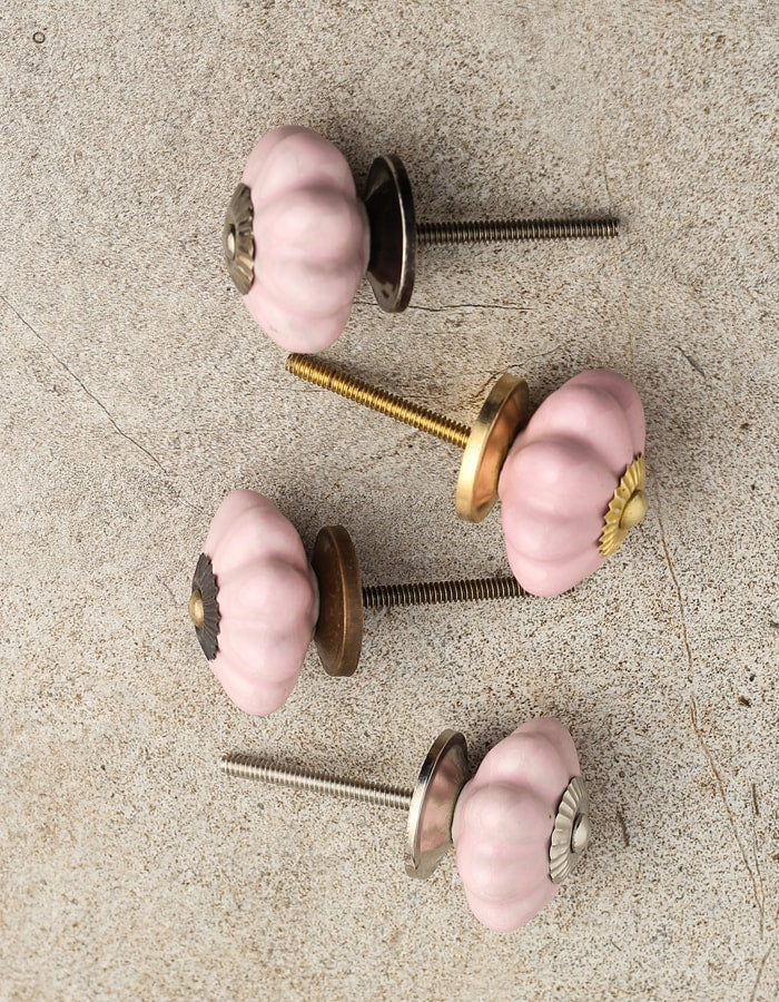 Solid Pink Flower Shape Ceramic Cabinet Knob Silver Antique Solid Pink Flower Shape Ceramic Cabinet Knob Silver Antique